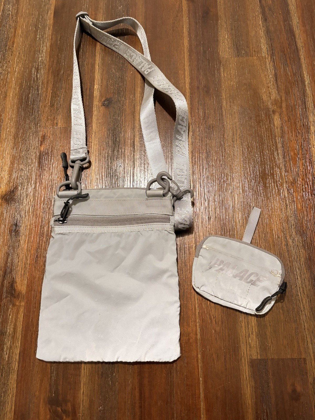 Palace Deflecto Flat Sack Silver Reflective Crossbody Bag SS19 w/ Mini Pouch