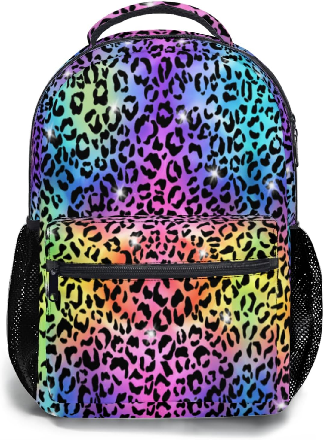 Rainbow Cheetah Backpack Neon Leopard Print Schoolbag Colorful Animal Print Lapt