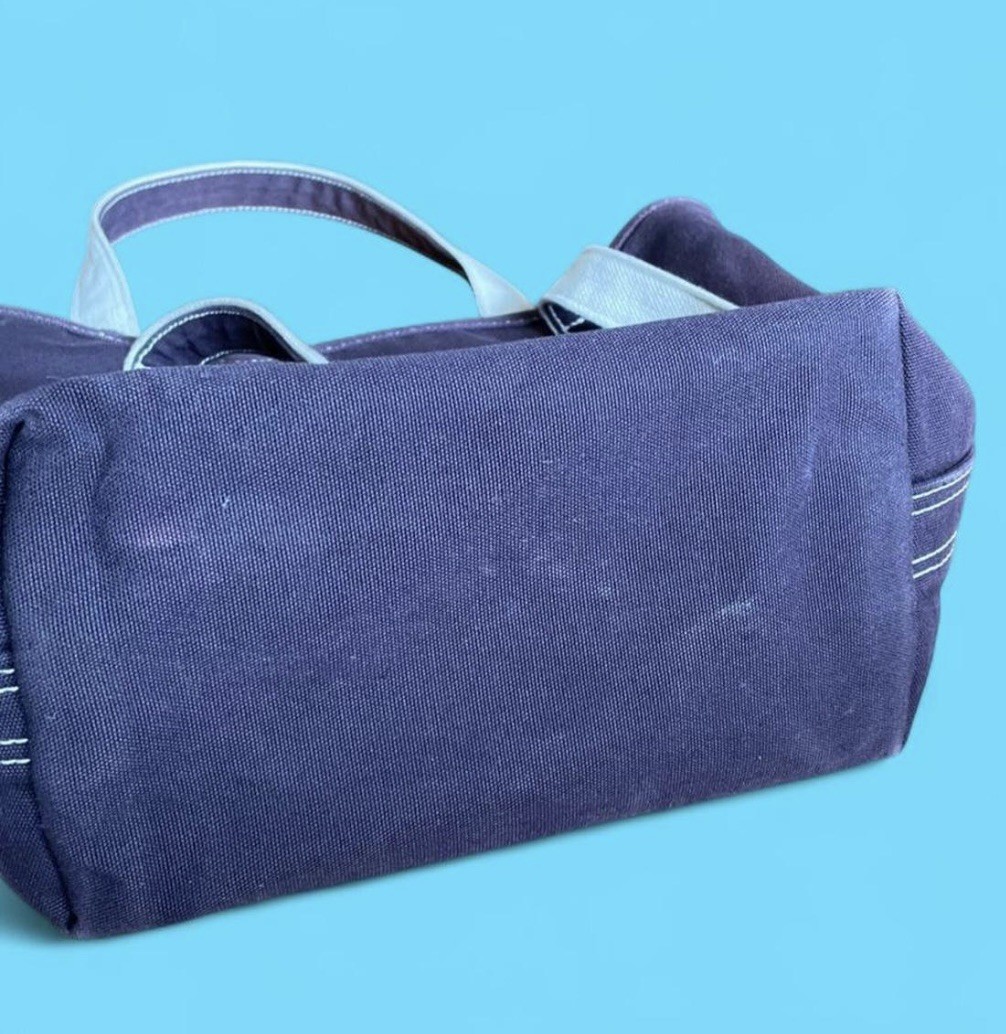 Vintage Lands End Canvas Boat Tote Bag Espresso Cream Trim 5-Pocket Open Top EUC