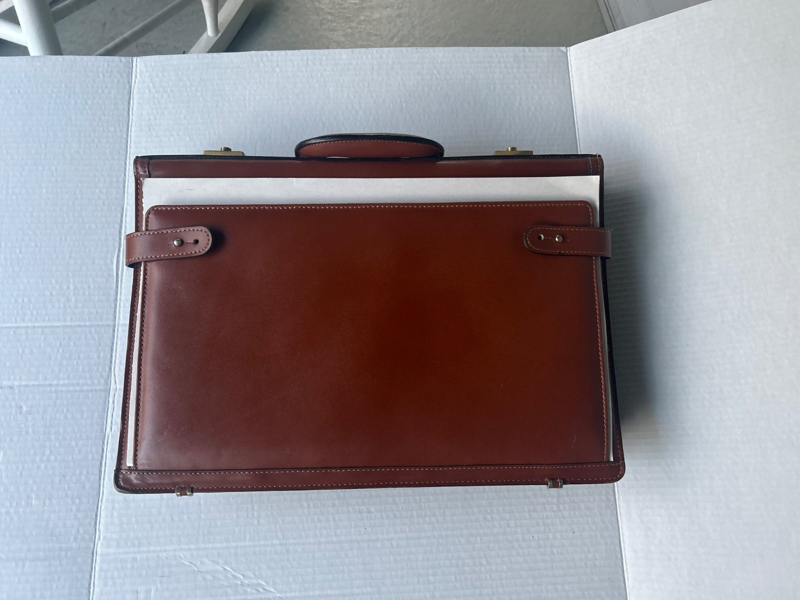 Leather Briefcase Brown – Cowhide – 17 inches long and 12 inches in height