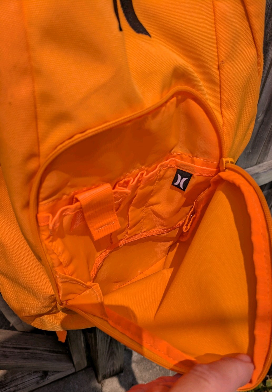 Hurley Neon Orange Backpack. Great for visibility, hiking or to school.