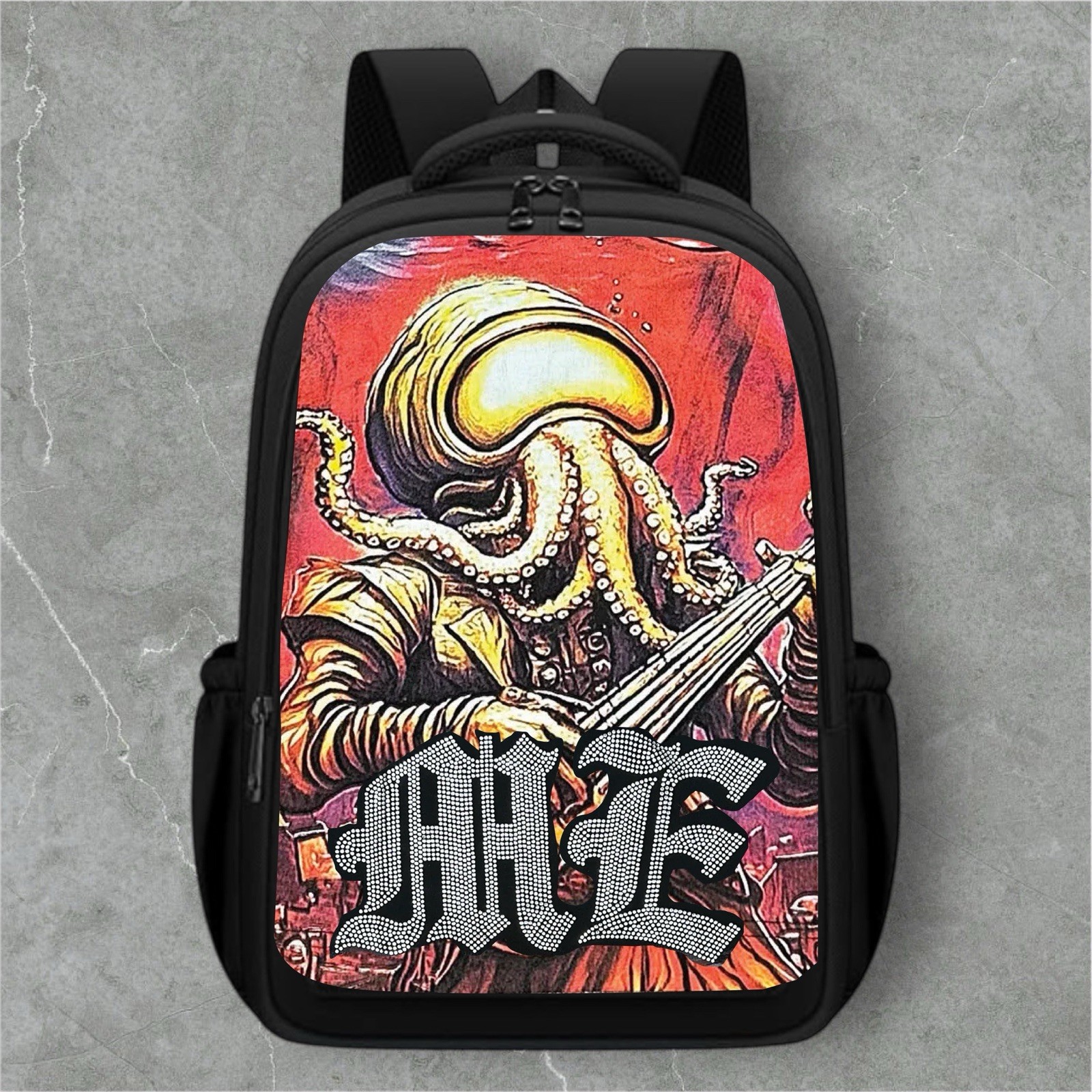 Mixed Emotion Men’s Heavyweight Black And Multicolored Backpack With Rhinestones