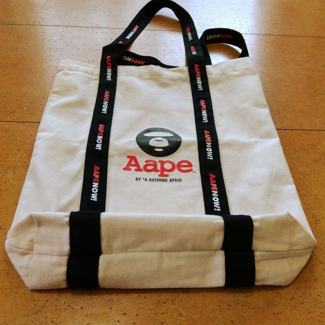 AAPE BY A BATHING APE Tote Bag White Canvas Vertical with Gusset New