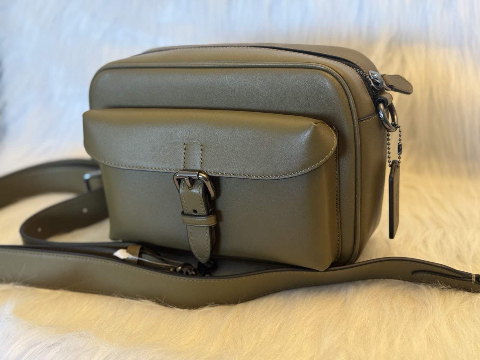 NWT COACH MEN’S Warner Crossbody Bag Smooth grain leather CBI63 QB/GREEN
