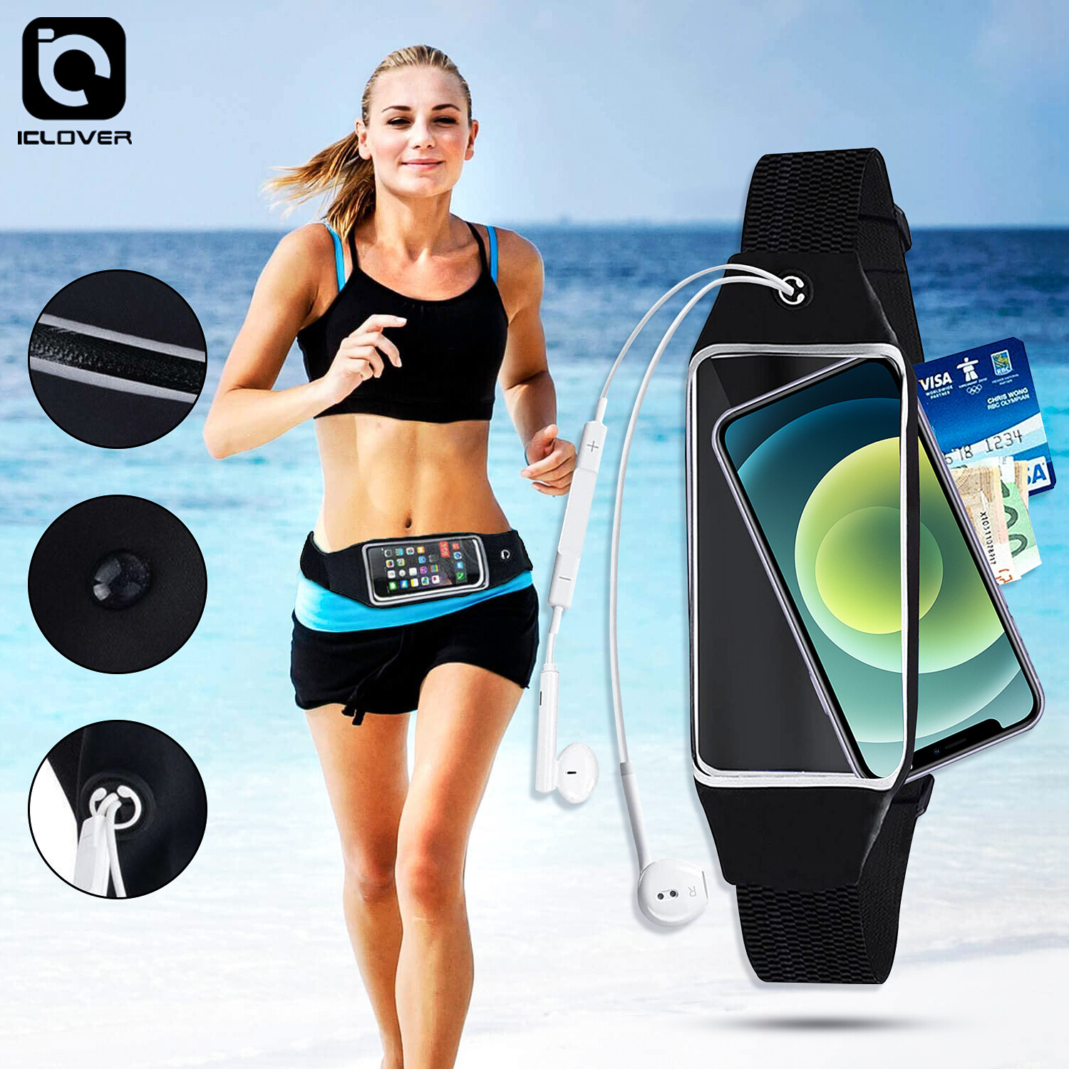For iPhone 14 13 12 Pro MAX Sport Running Gym Waist Belt Bag Case Cover Holder