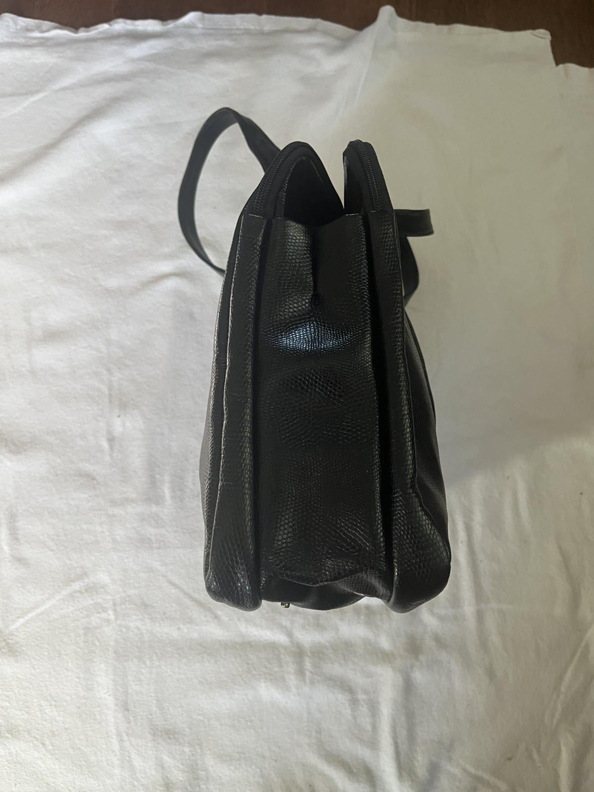 black leather briefcase with 3 pockets