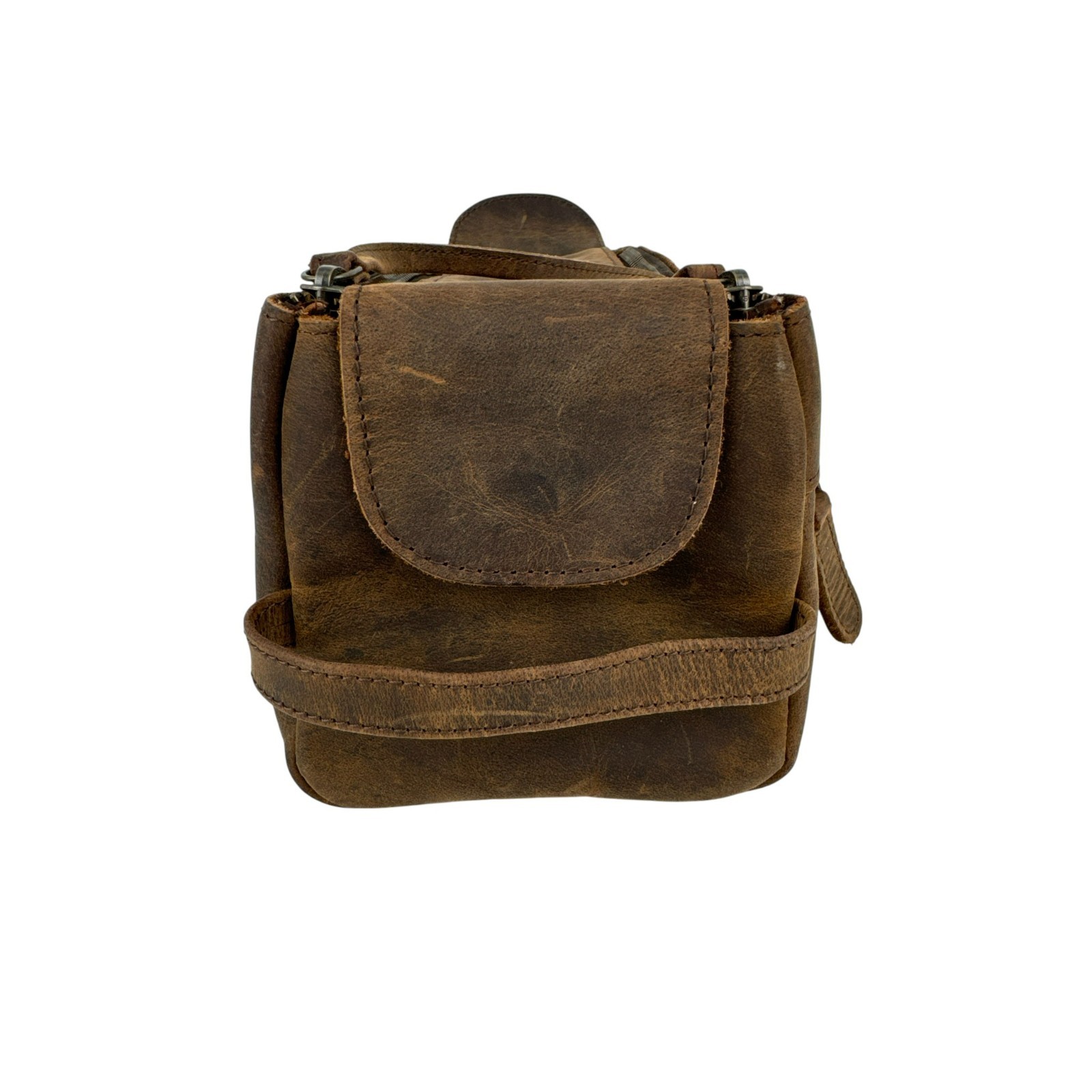 KomalC Men’s Toiletry Travel Bag Brown Buffalo Distressed Leather Dopp Kit