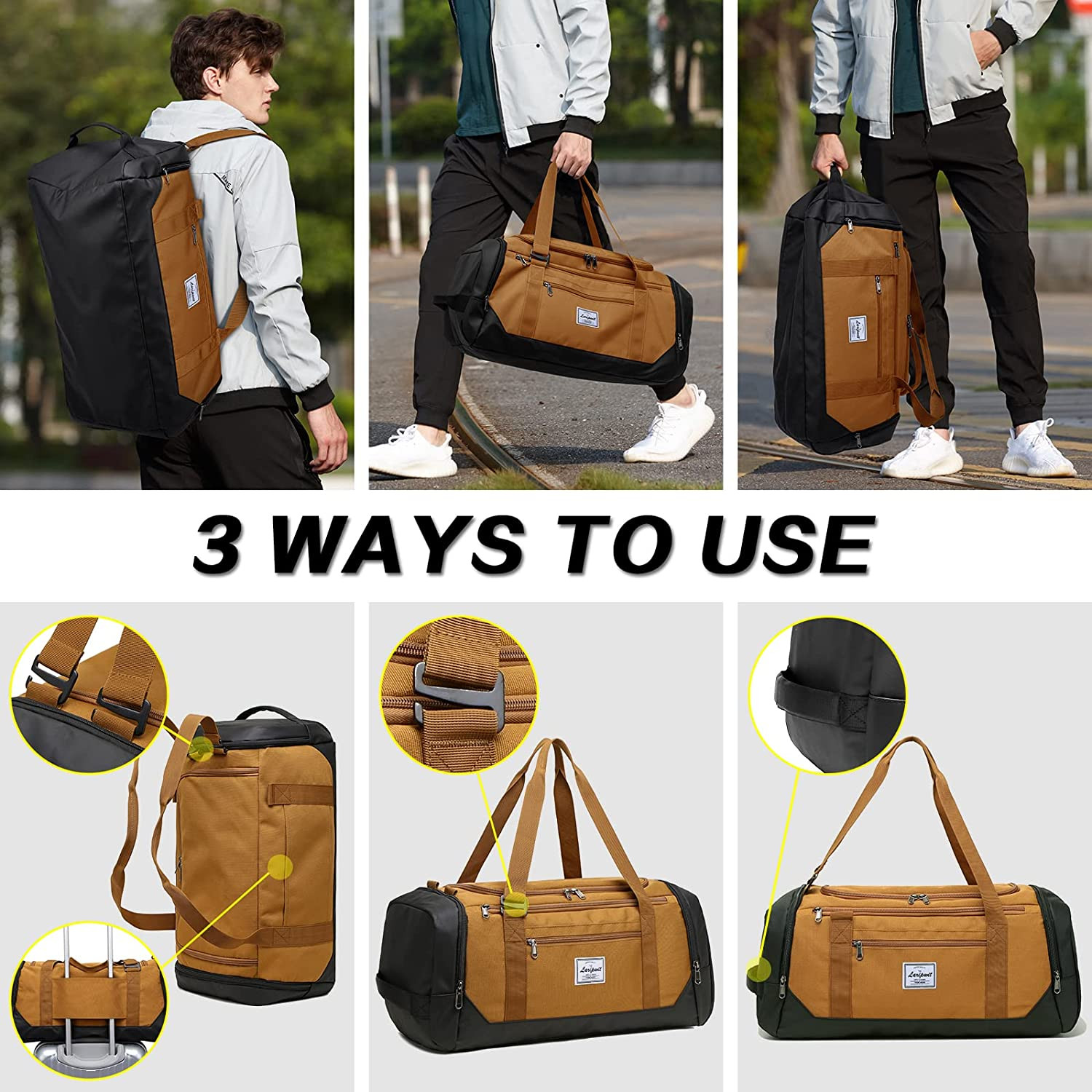 Travel Duffle Bag for Men 40L Medium Sports Gym Bag with Wet Pocket & Shoes Comp