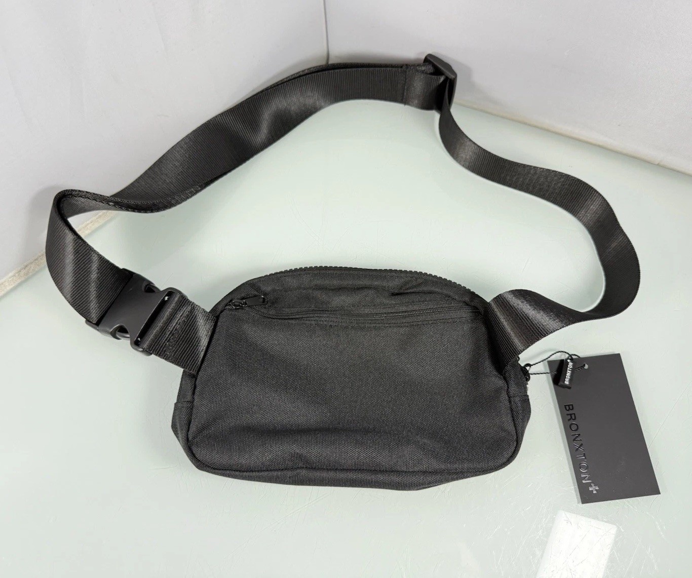 Bronxton BX Crossbody Black Nylon Waist Travel Gym Bag Small Pouch, Unisex NEW