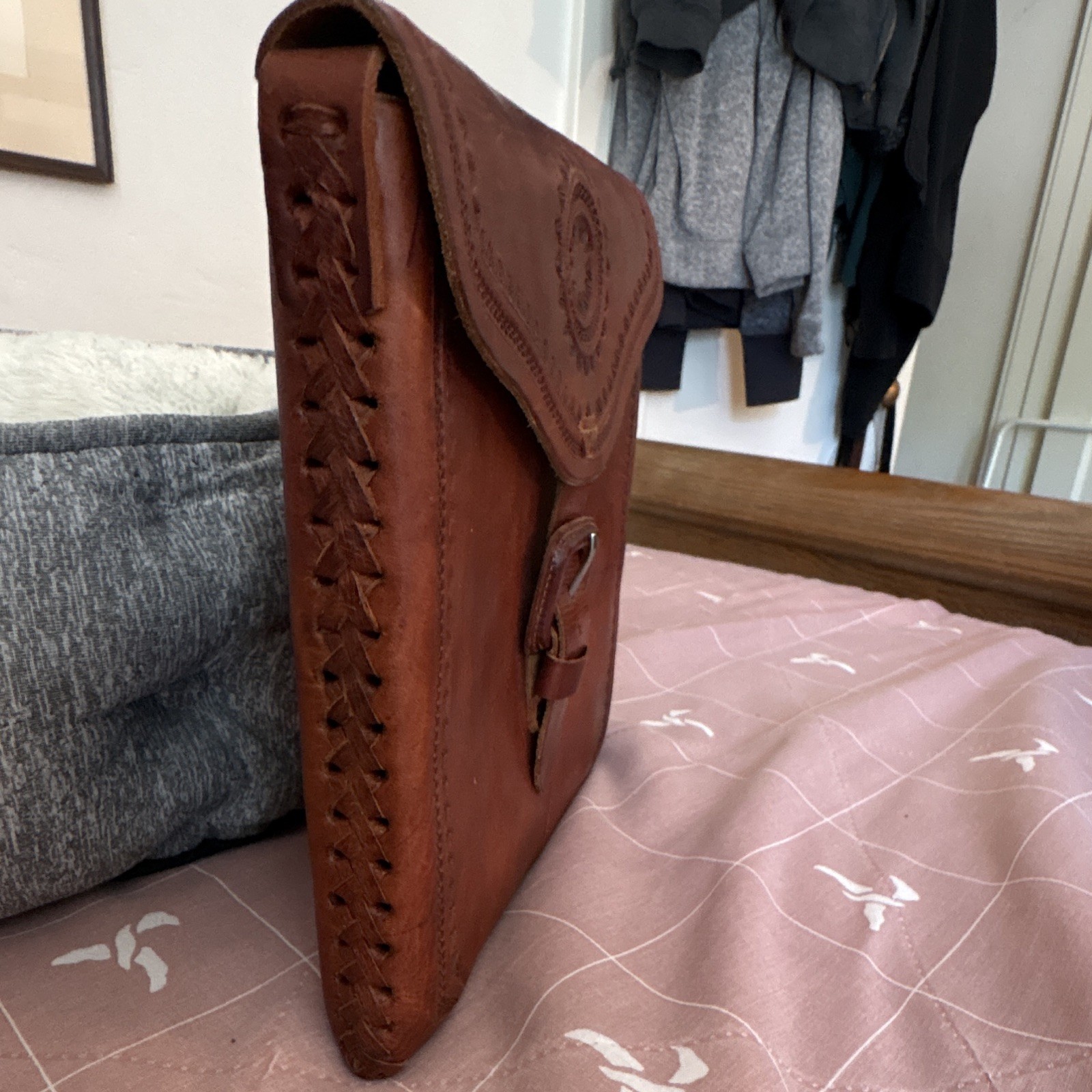 Brown Messenger Bag Shoulder Strap Buckle Closure Solid Unisex Adults