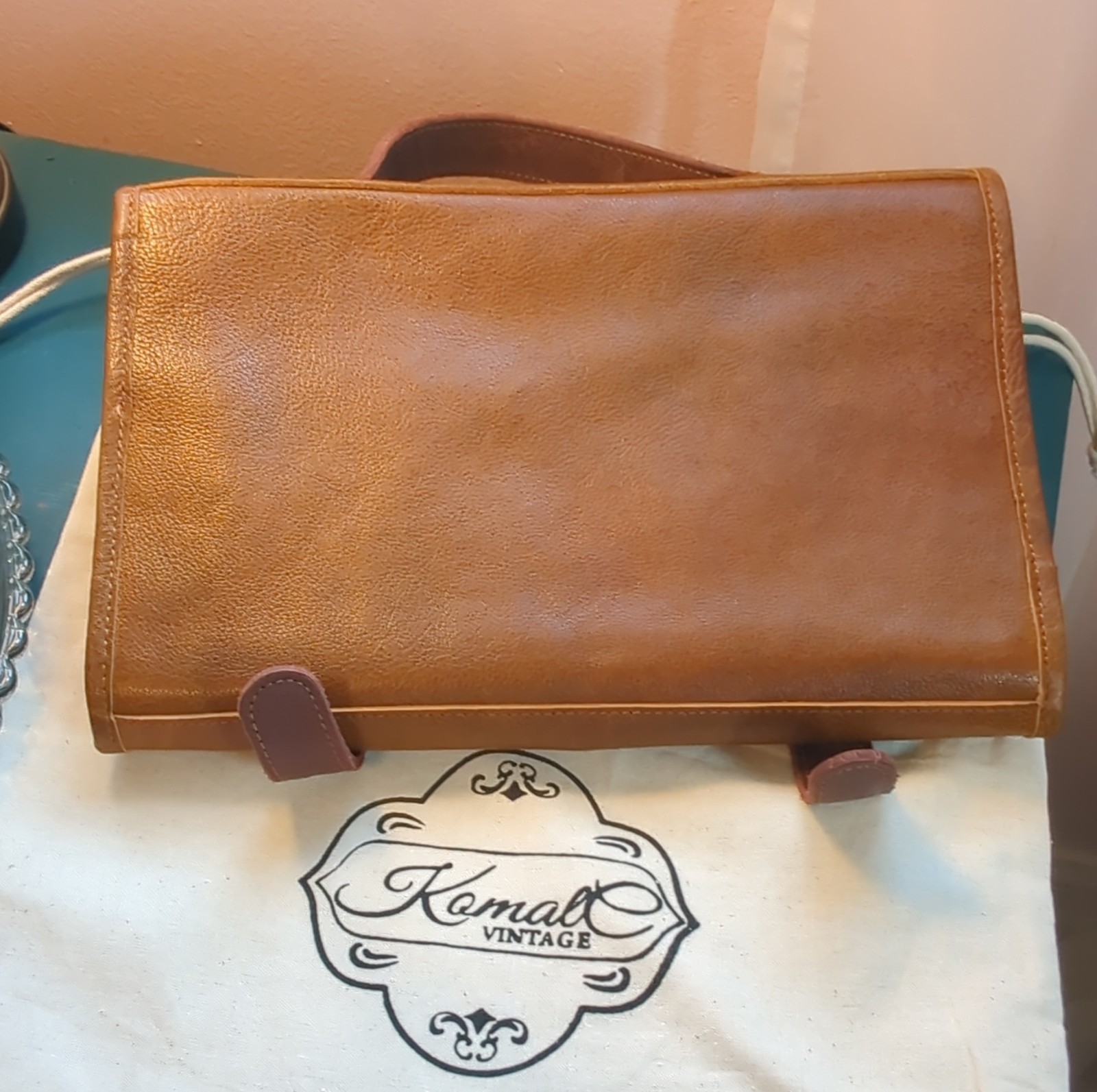 KomalC Brown organizer Bag Buckle Zip Hanging Pockets Travel Classic Men