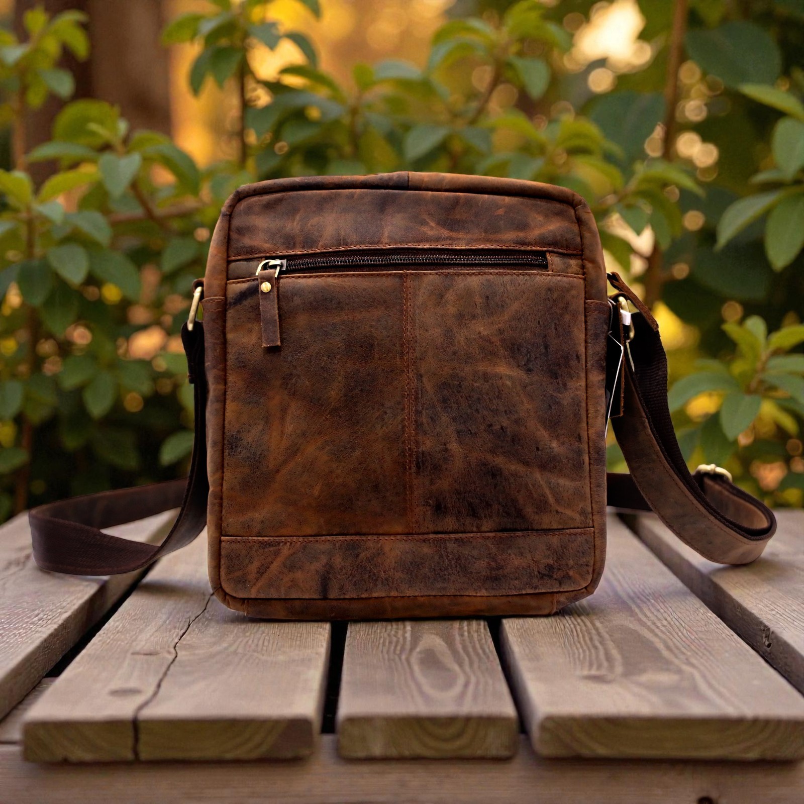 Full Grain Leather Sling Bag Crossbody Shoulder Bag Travel Casual Unisex