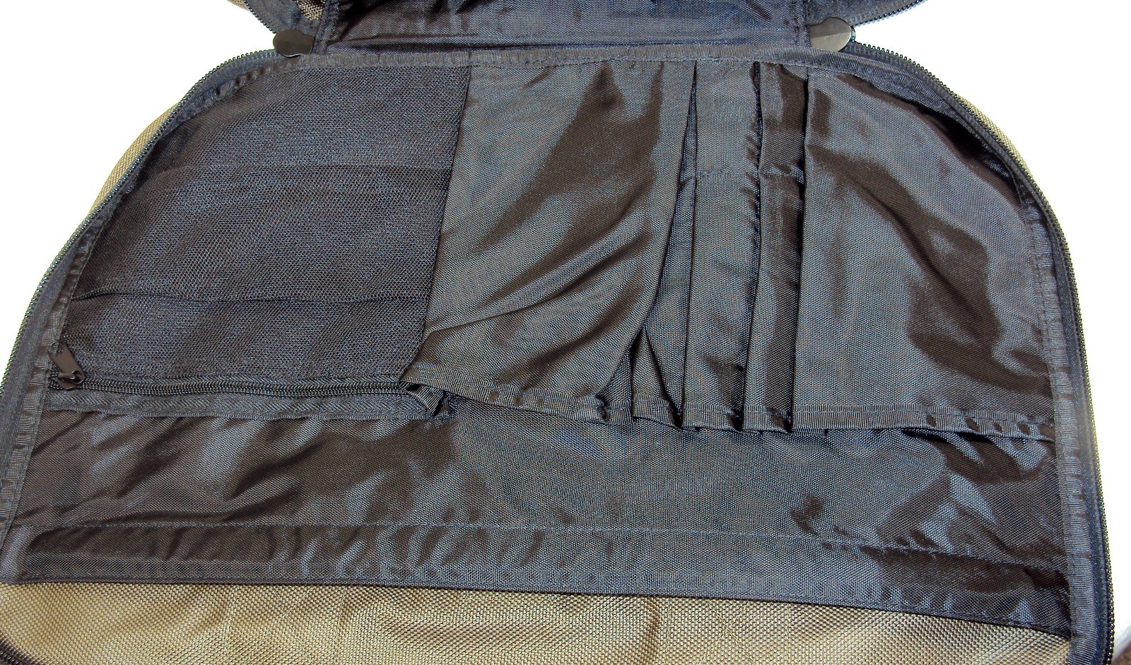 Soft Sided Olive Briefcase ~ 100% Polyester, Unzips Fully To Lay Flat ~ #D860