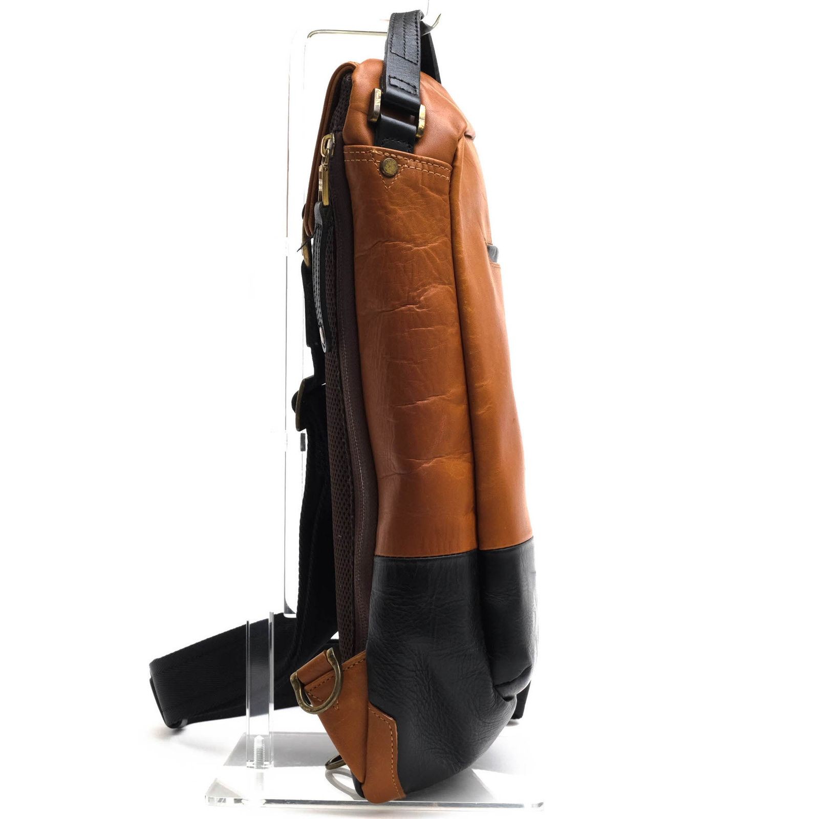 master-piece GLOSS 01642-v2 Sling Body Bag Brown Leather Japan Used