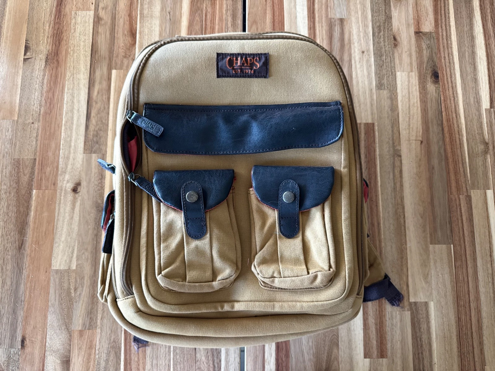 Chaps Backpack Heavyweight Canvas Pockets, Travel