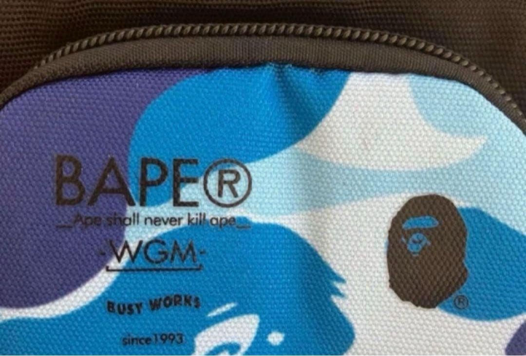 BAPE A Bathing Ape ABC Mini Shoulder Bag Camo Blue 2 Straps W:5.5in H:7in