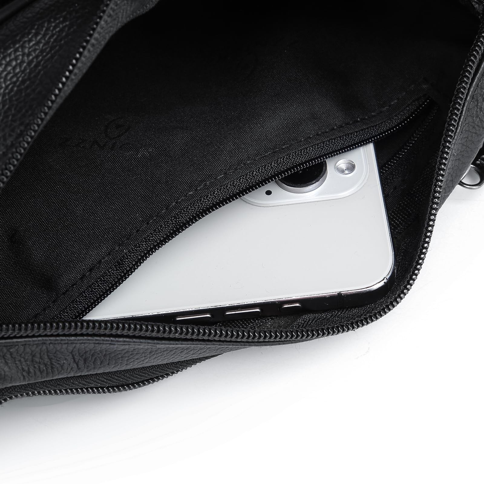 ZZNICK Genuine Leather Fanny Pack/Waist 14 x 2.5 x 5 inches, Black-861 Medium