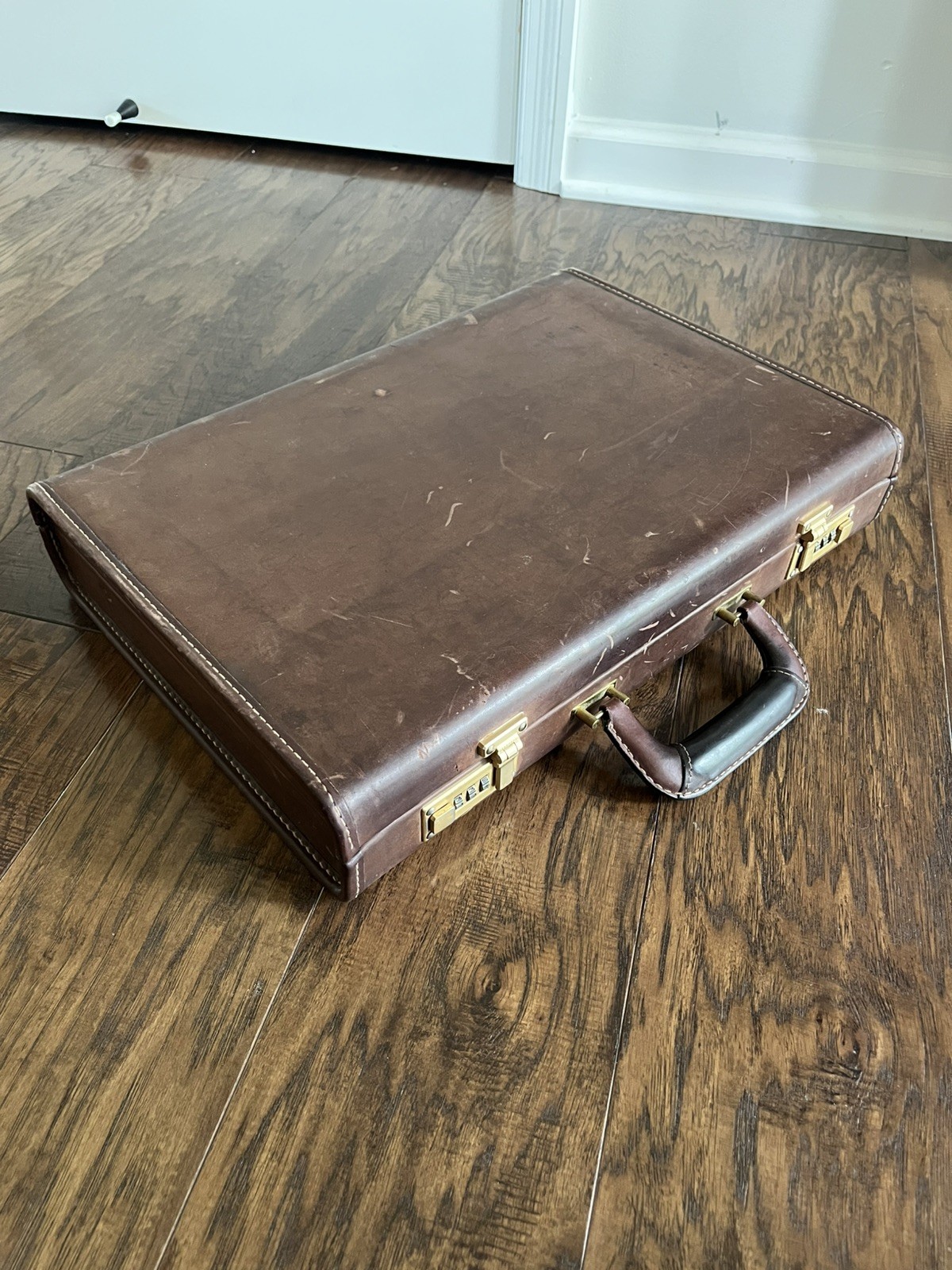 Coach Vintage Briefcase Brown Leather, Hard-Sided with Brass Combo Locks Attache