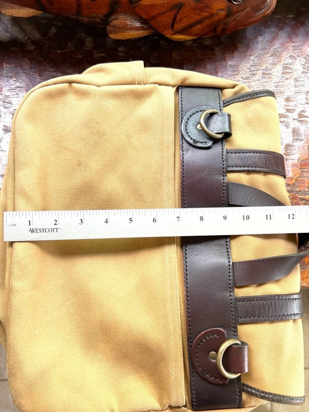 VTG Authentic Filson Medium Field Bag 232 Tan Canvas Bridle Leather Excellent