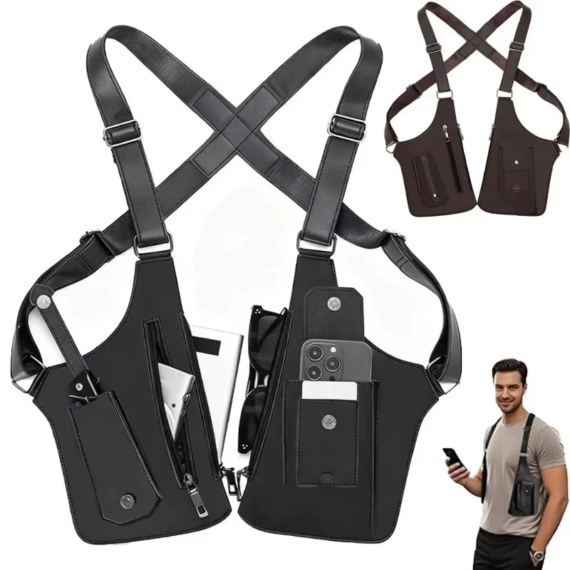Adjustable Anti-Theft Underarm Shoulder Bag PU Leather Wallet Holster Bag