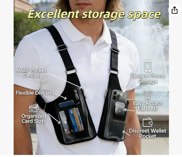 Leather Adjustable Underarm Shoulder Bag for Men,Men Anti-Theft Underarm Wallet
