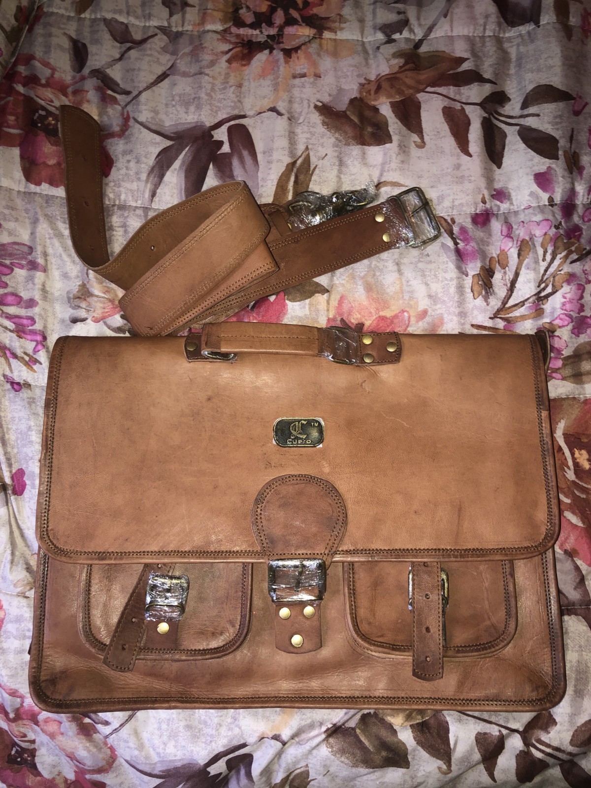 Cuero Large Vintage Handmade Leather Bag for Laptop – Brown