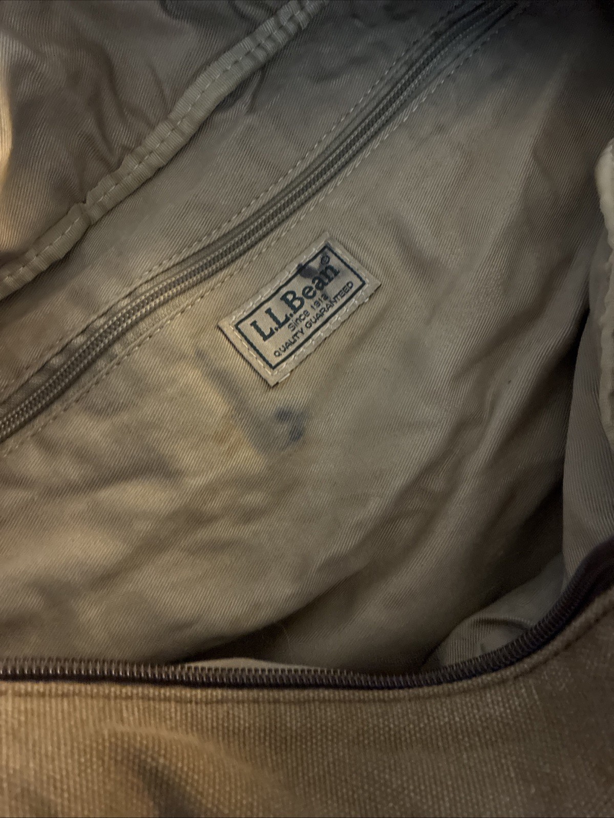 LL Bean VTG Canvas Messenger Flap Field Bag Brown Leather Trim Crossbody
