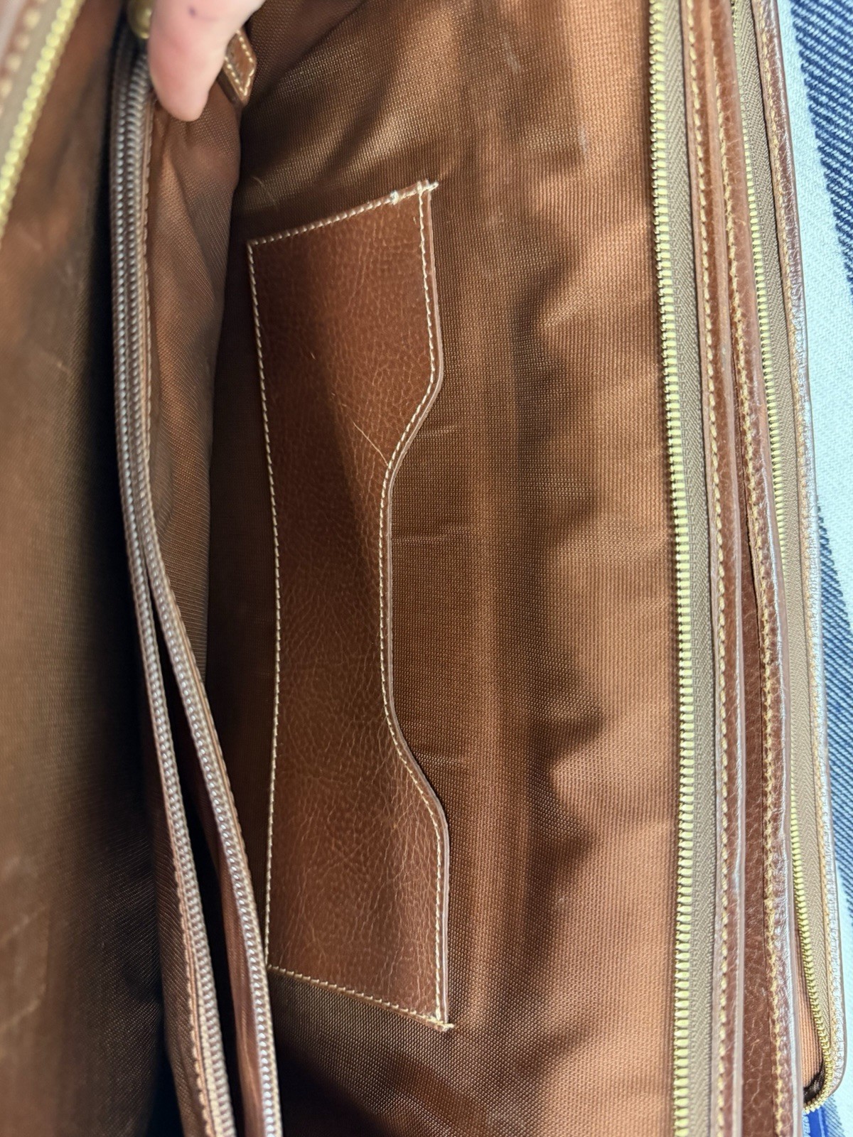 Cole Haan Leather Briefcase Brown Pebble Shoulder Bag Extremely High Quality