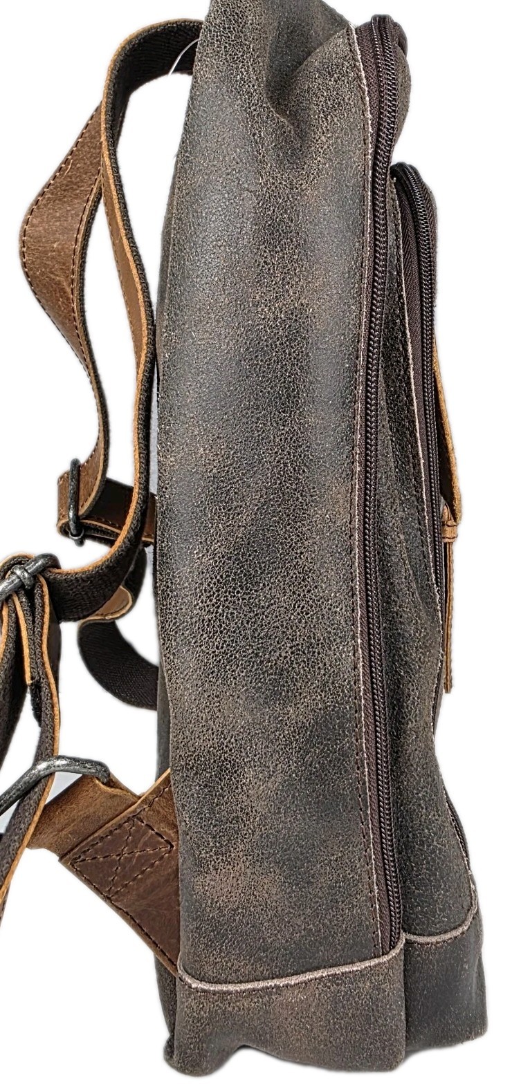 JACK GEORGES Dakota Laptop Backpack Distressed BUFFALO Leather RS516 (BROWN) New