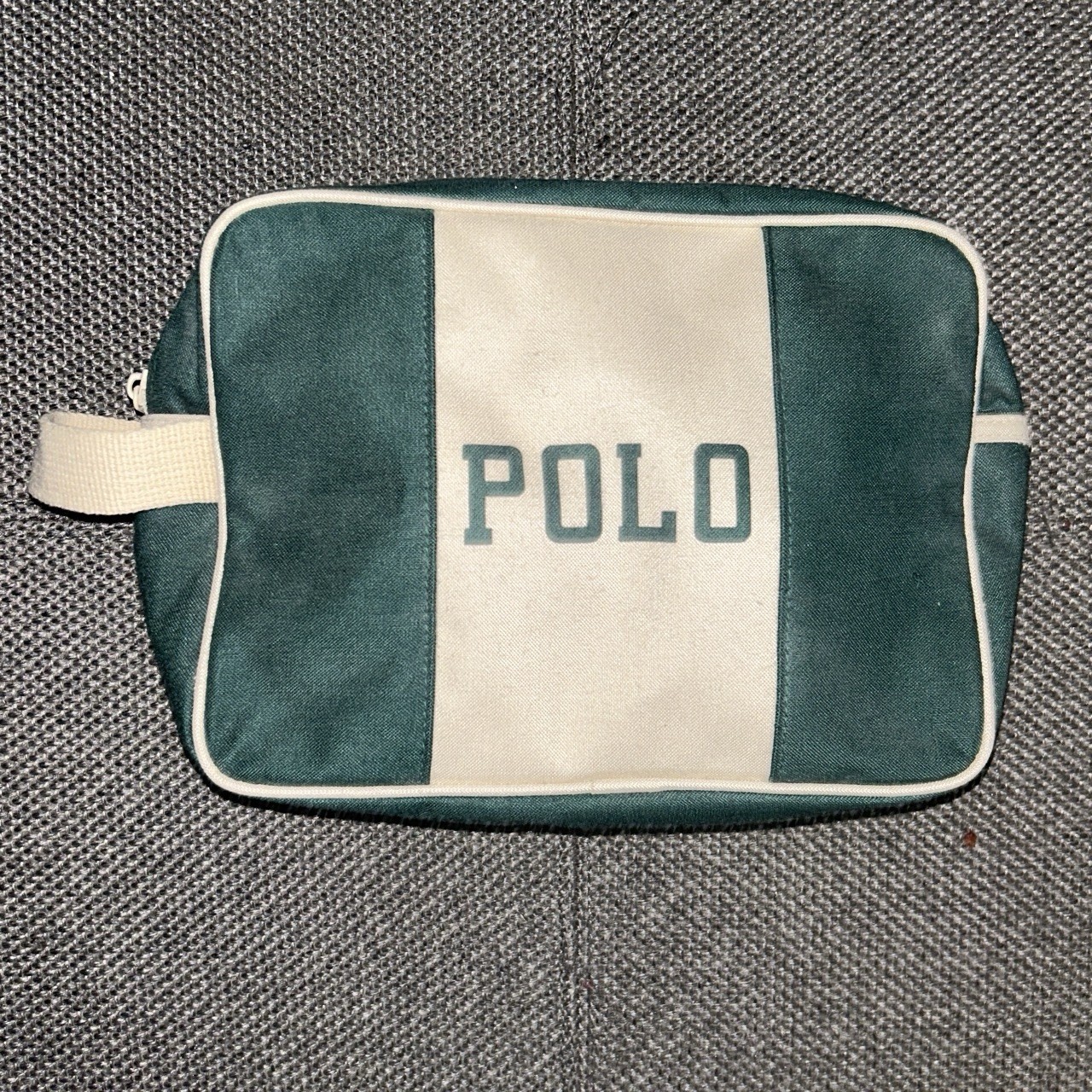 Vintage Polo Ralph Lauren Retro Toiletry Travel Bag Green/Ivory Unisex 90s Rare