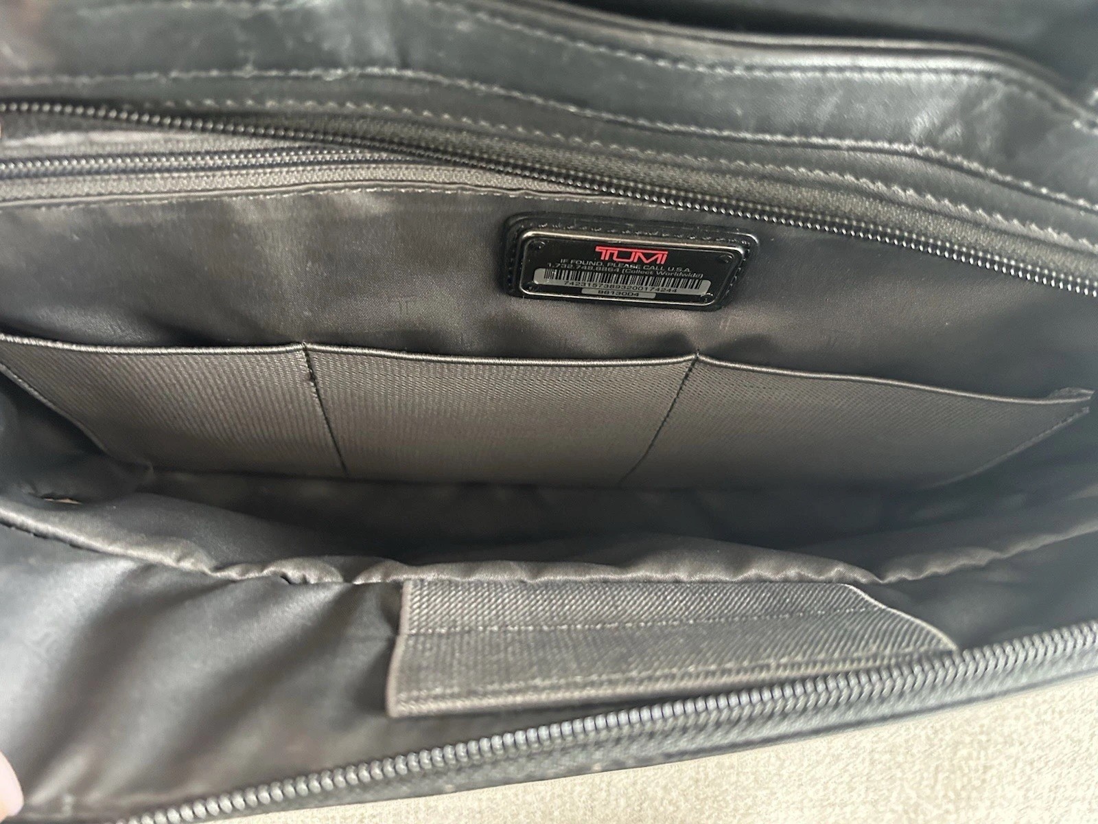 Tumi Black Leather Briefcase Laptop Bag