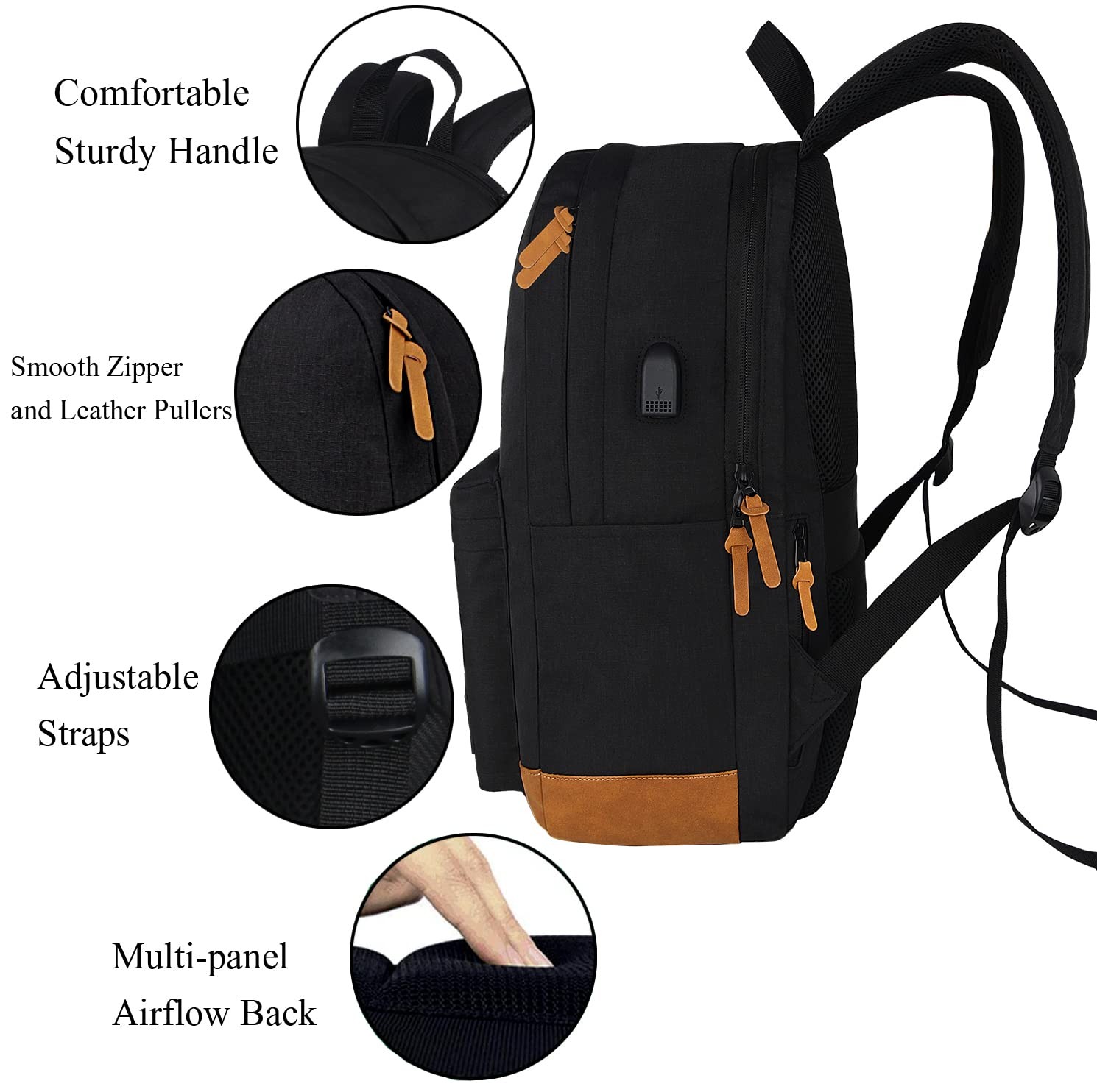 Laptop Backpack 17.3×12.5×5.9 Inch USB Port Lunch & Pencil Bag – School Use