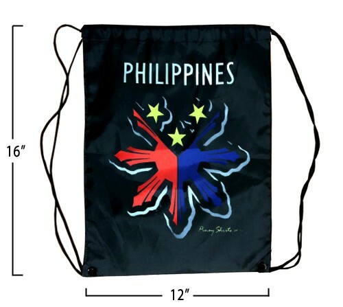 Philippine Drawstring Bag Backpack Black Nylon Filipino Pinoy Philippines 