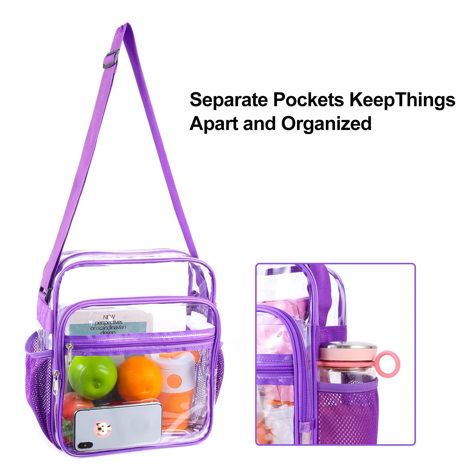 Clear Bag Stadium Approved, Clear Crossbody Messenger Shoulder Bag with Adjus…