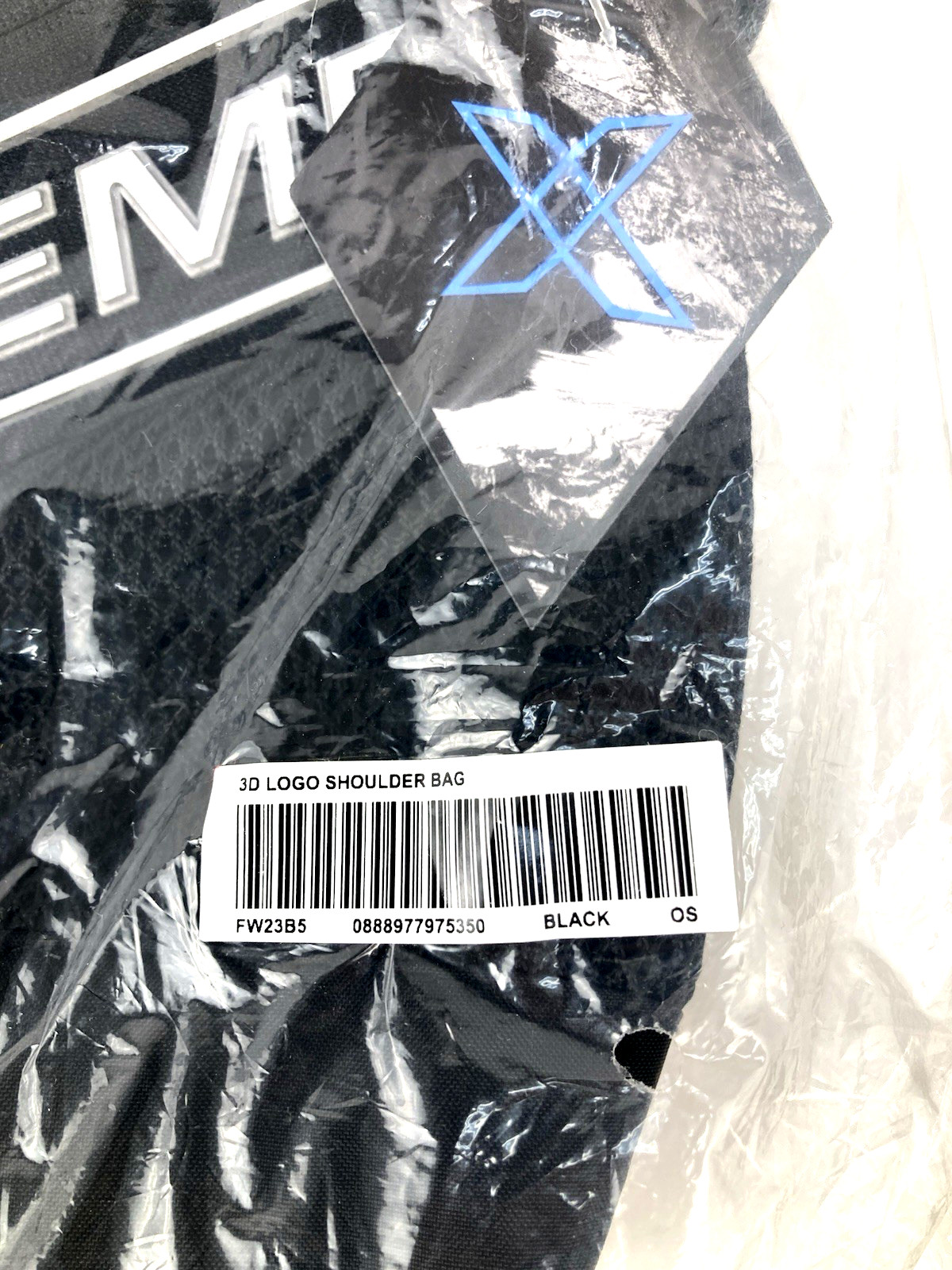 Supreme 3D Logo 3M Reflective Shoulder Bag Black FW23