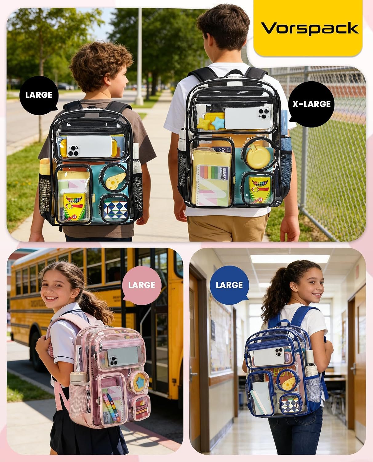 Clear Backpack Heavy Duty – Clear Backpacks for School Large Transparent Bookbag
