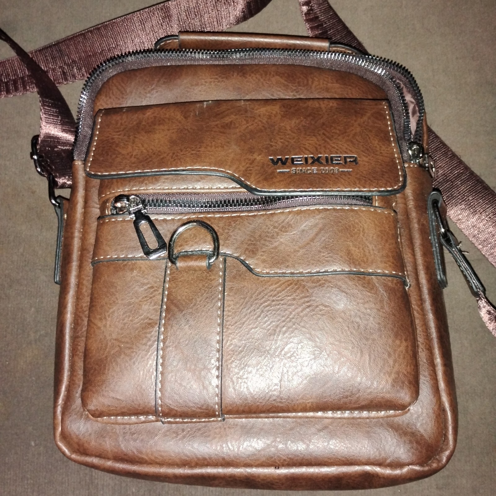 WEIXIER Men Crossbody Bag Shoulder Bag PU Leather Messenger Bag Handbag