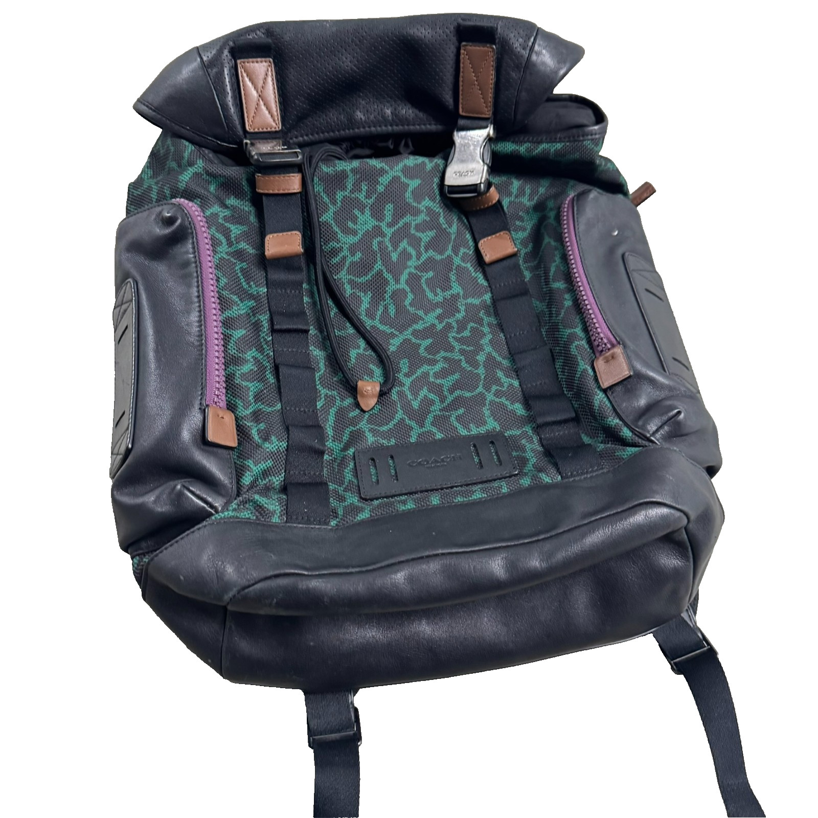 Disney X Coach Ranger Backpack Black Leather Wavy Large Padded Animal Print $650