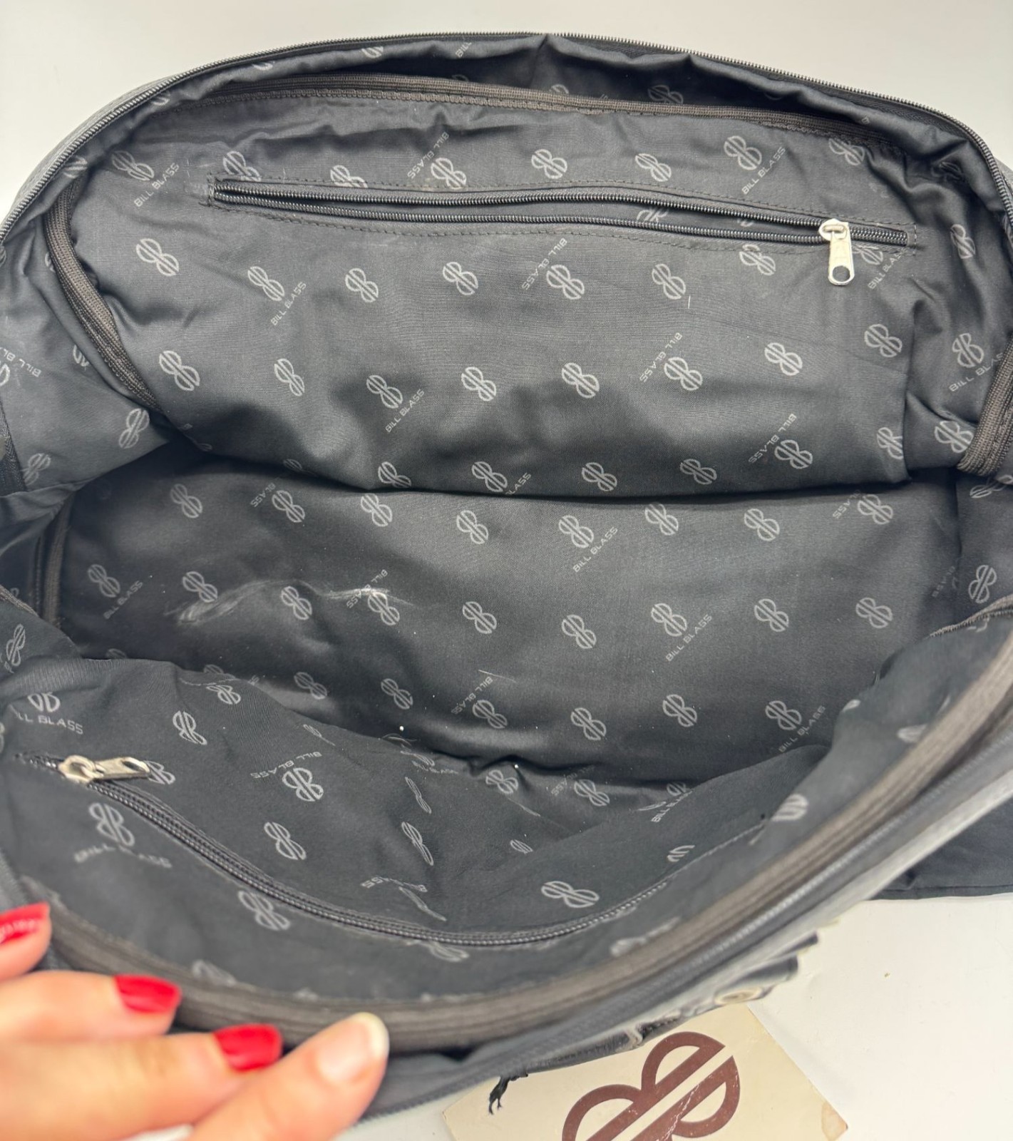 NWT Bill Blass Bomber Leather Collection Duffel Bag W/ Dustbag Black Travel