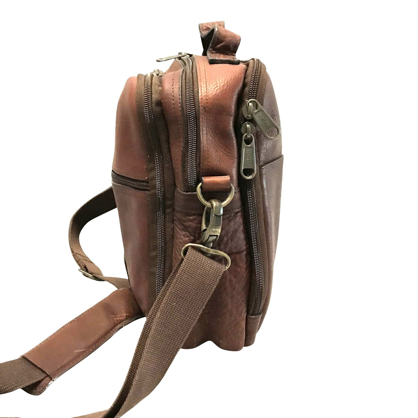DELUTH Trading Mens Brown Buffalo Leather Crossbody Bag Adjustable