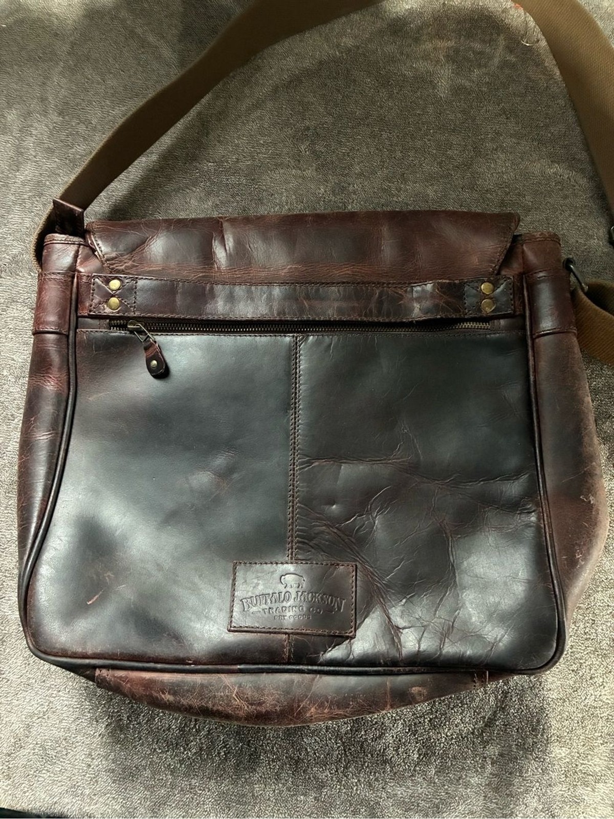 ROOSEVELT Buffalo Jackson Leather Satchel Messenger Bag Full Grain Distressed
