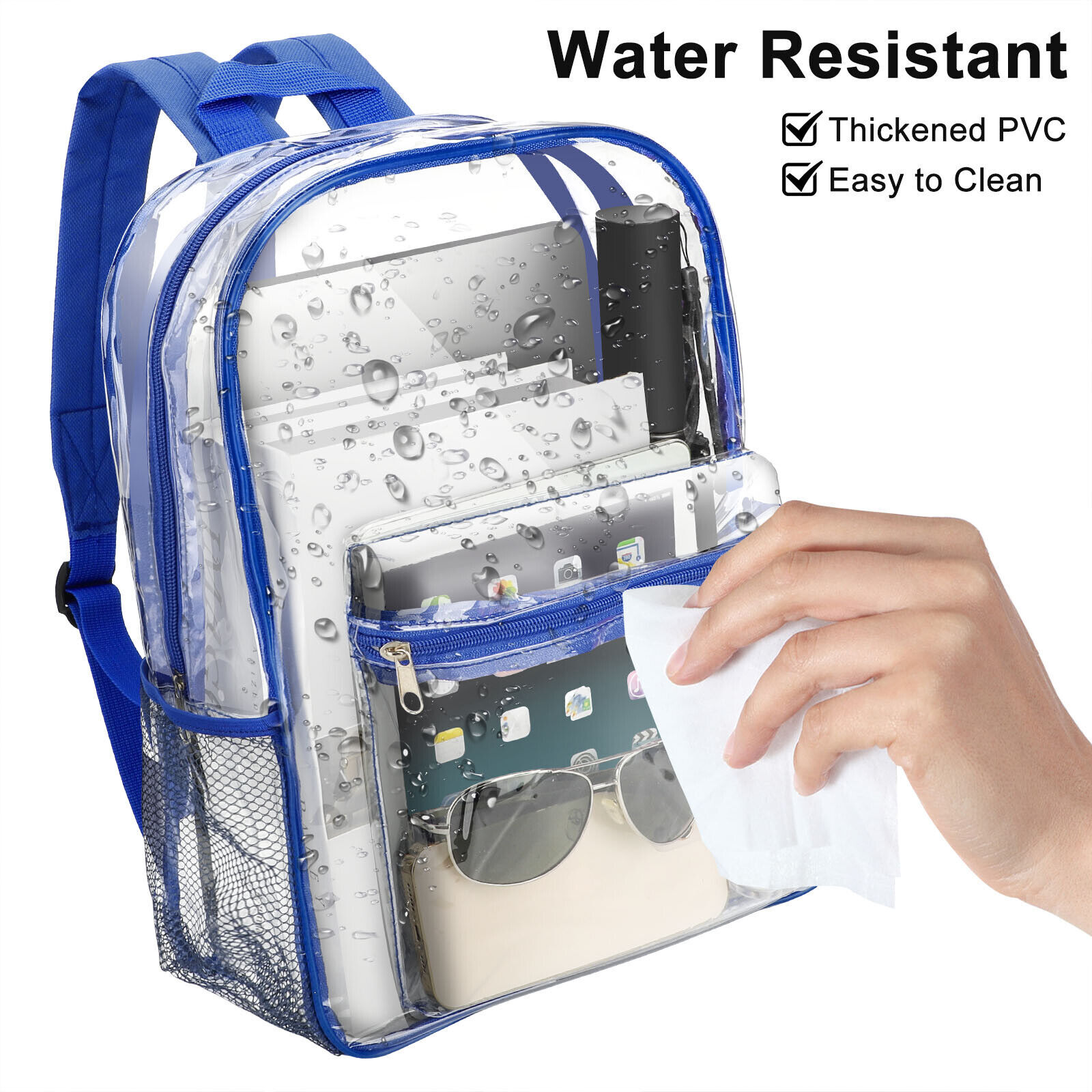Clear Backpack Heavy Duty PVC Transparent Pack Waterproof Lagre Bookbag Travel