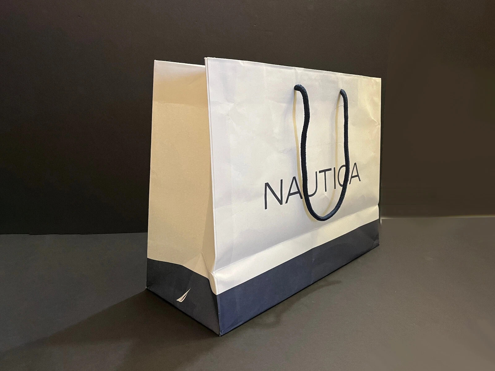 NAUTICA Blue & White stripe Shopping Tote Bag w/ Stripes MEDIUM pre owned Nice!