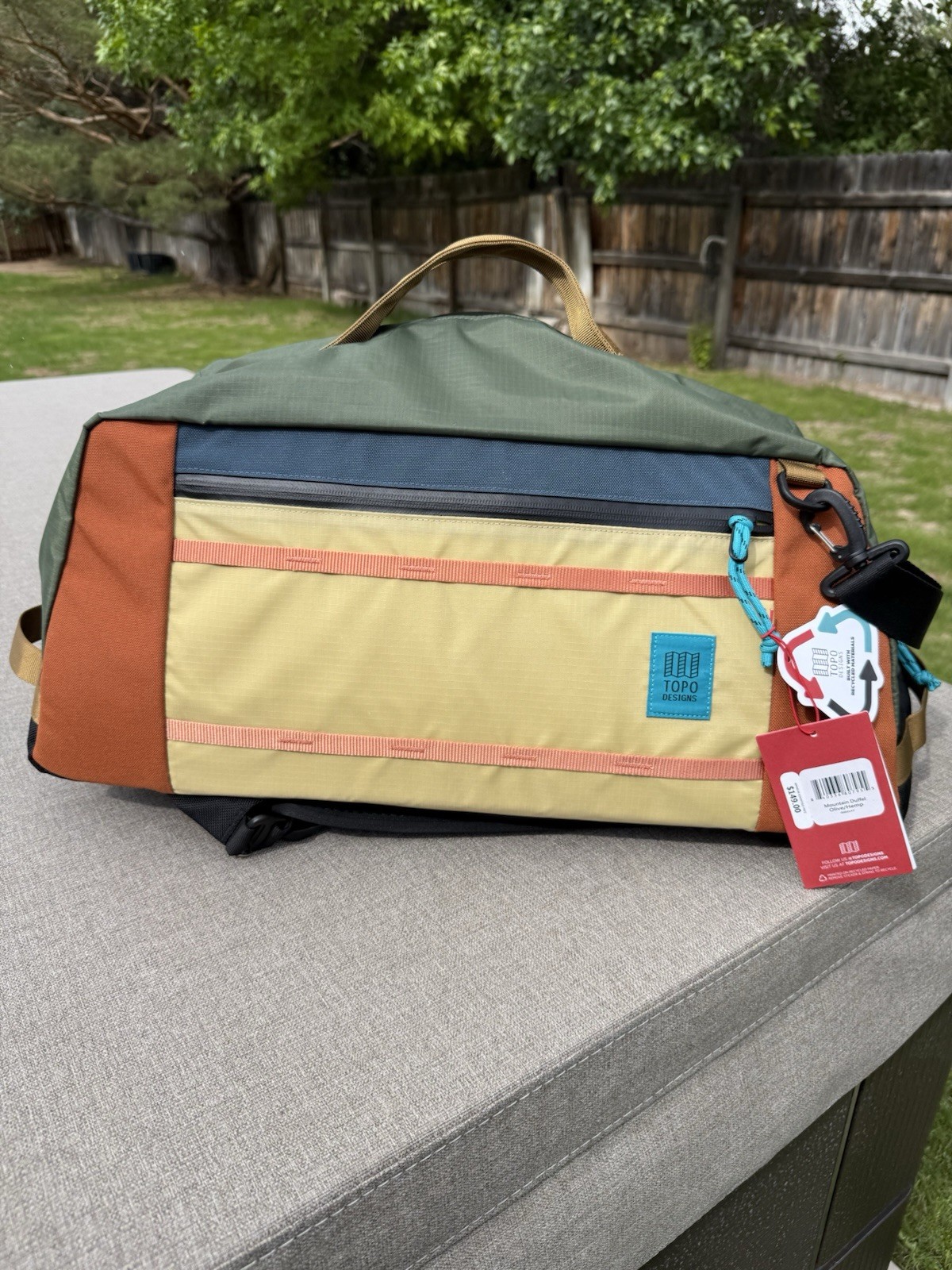 Brand New TOPO DESIGNS “Mountain Duffel” 40L Multicolored Backpack Duffel Bag