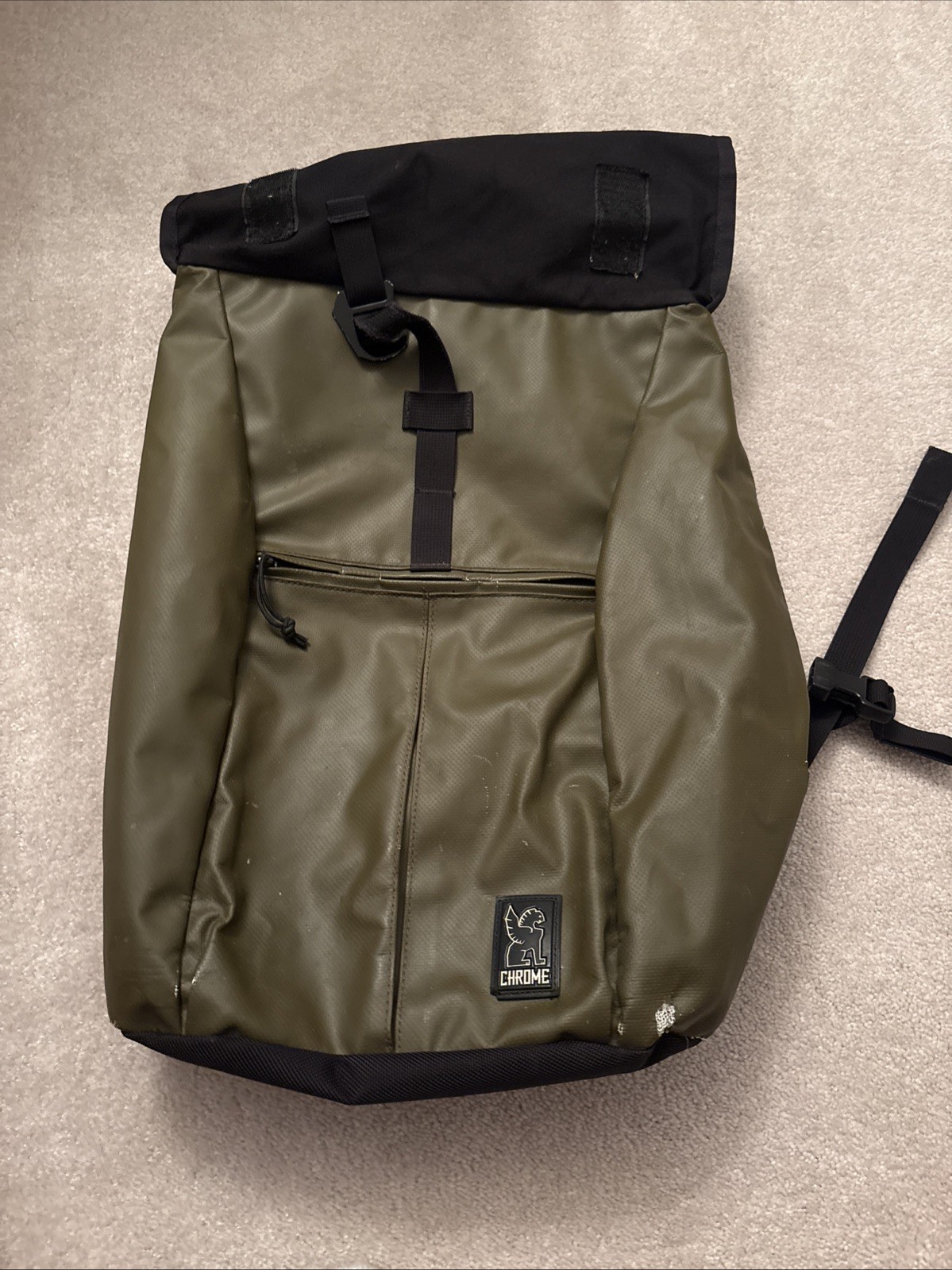 READ Chrome Assault Series Green Olive Water Resistant Rolltop Backpack