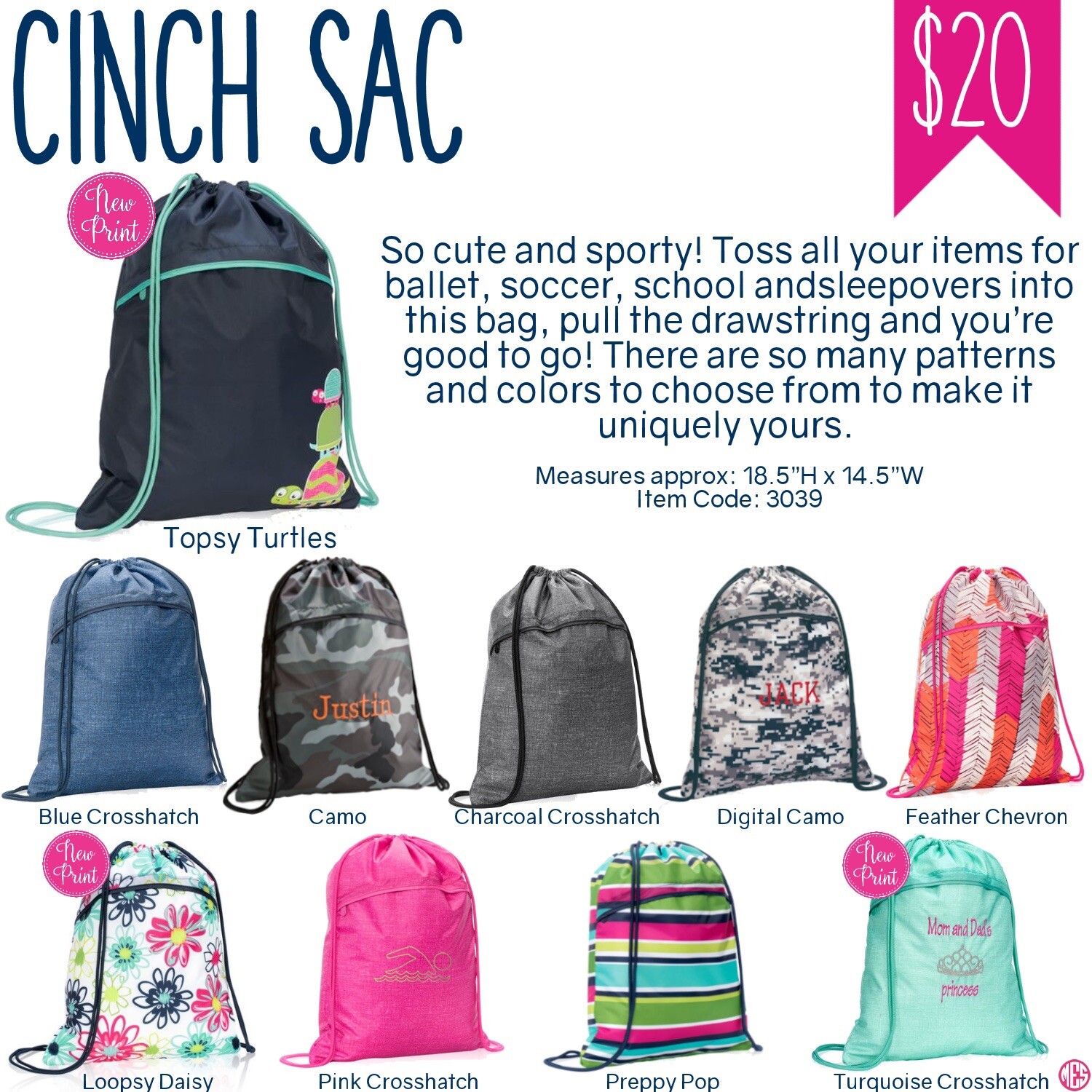 Thirty-one Drawstring Camo Bag Cinch Sac Personalized Farrah Paw Print