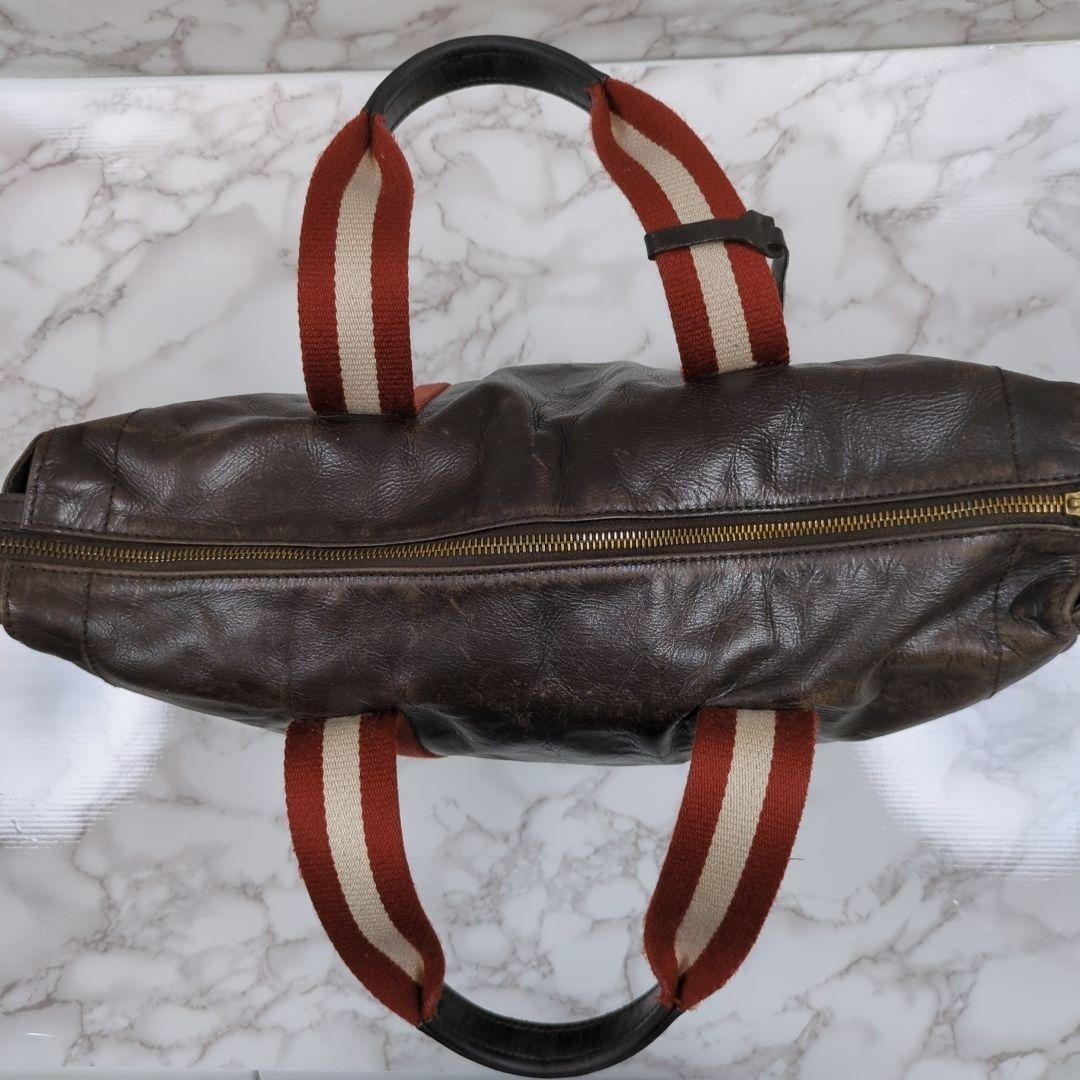 Bally Brown Leather Briefcase Business Bag Trainspotting Men Zip 40cm 28cm LM