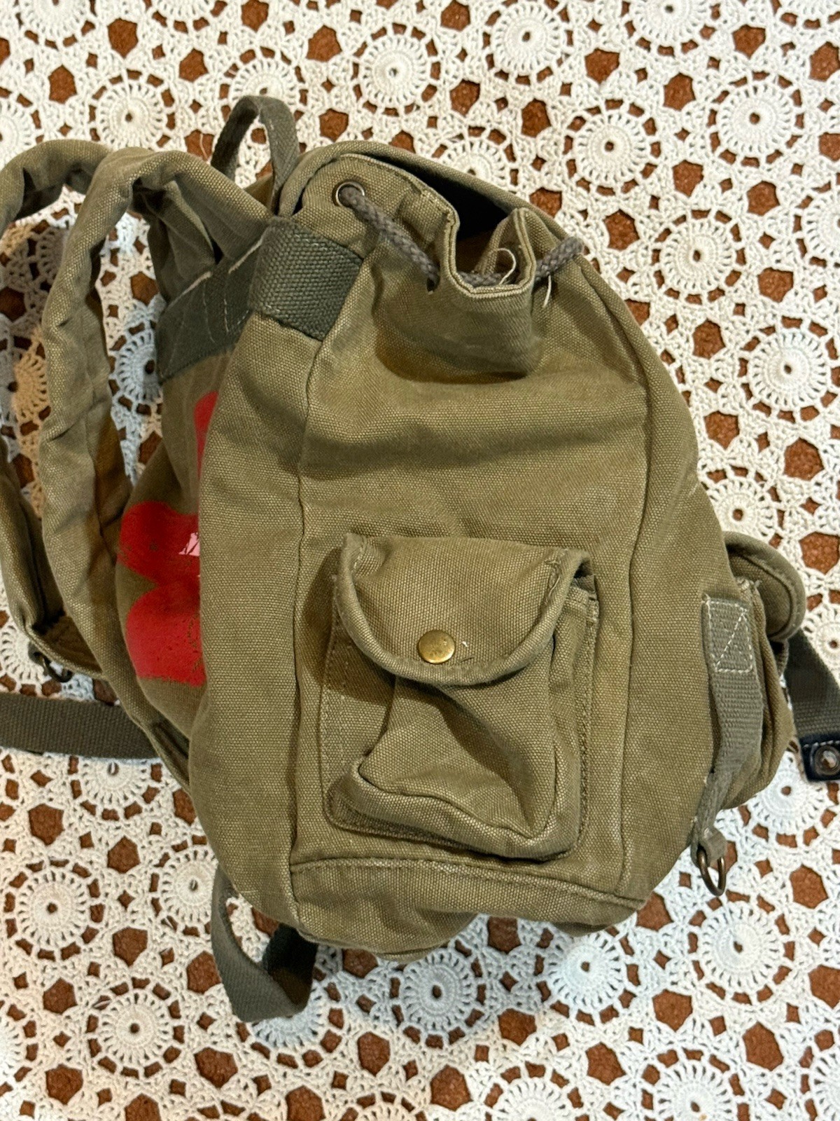 MASH 4077th Movie Themed Backpack Rucksack Military Style Green Grunge Travel