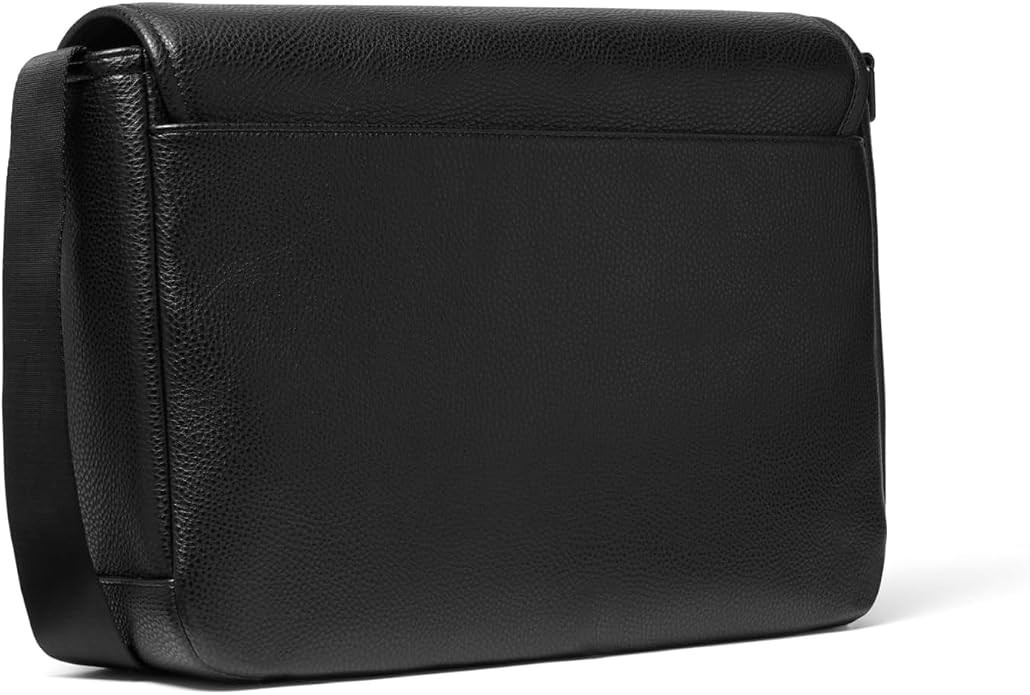 Michael Kors Men’s Malon Leather Magnetic Messenger Bag, Black, One Size