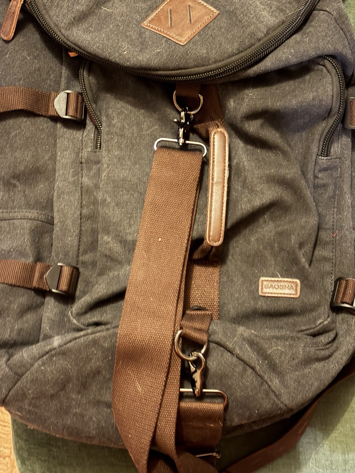 BAOSHA Canvas Weekender Travel Duffel Backpack HB-26 Black – Very Good Condition